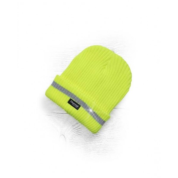 Zimní čepice pletená + fleece hi-viz SPARK žlutá